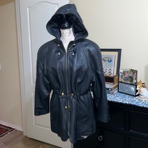 Vintage Express Hooded Leather Coat